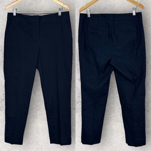 Talbots Cotton Pique Slim Crop Pants Indigo Blue Size 10 High Rise‎ Navy Stretch